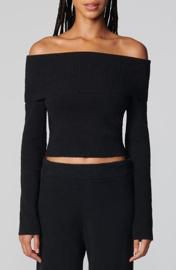 Florence By Mills Off The Shoulder Long Sleeve Sweater In Black
