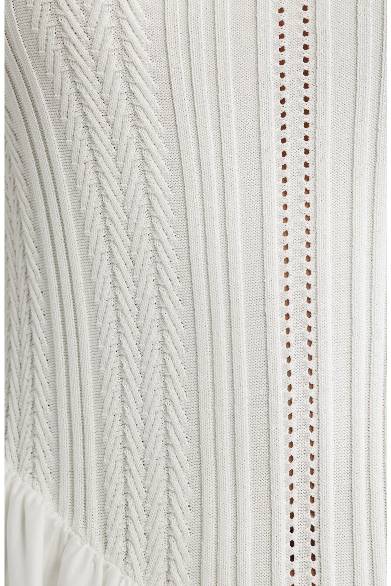 Pointelle Bodice Mixed Media Dress, Alternate, color, CREAM