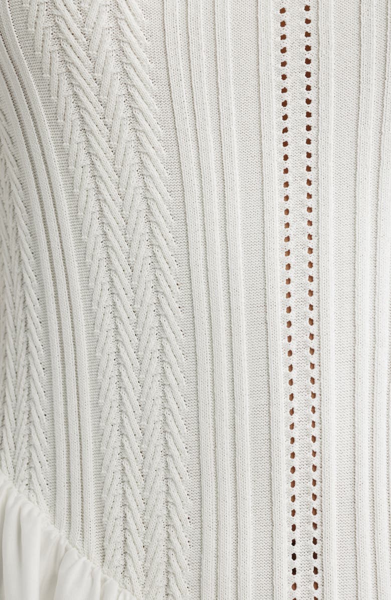 MOON RIVER Pointelle Bodice Mixed Media Dress, Alternate, color, Cream