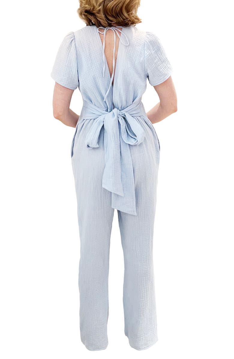 Emilia George Naomi Cotton Voile Maternity Jumpsuit, Alternate, color, Blue