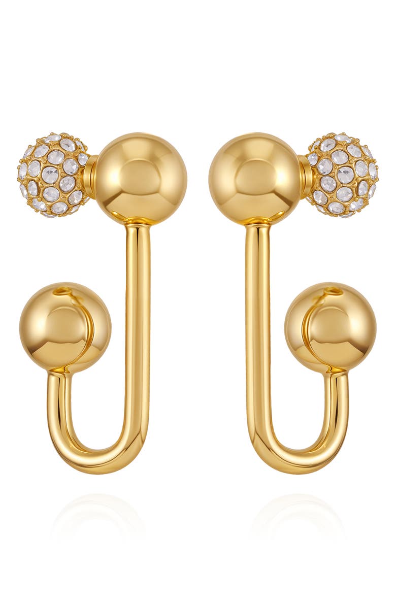 Vince Camuto Crystal Front/Back Earrings, Alternate, color, Gold Tone