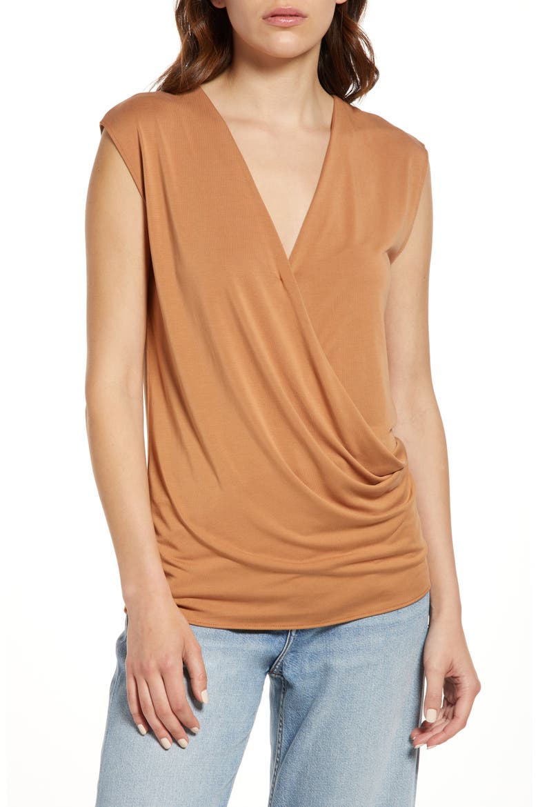 Christy Drape Top, Main, color, LTBROWN