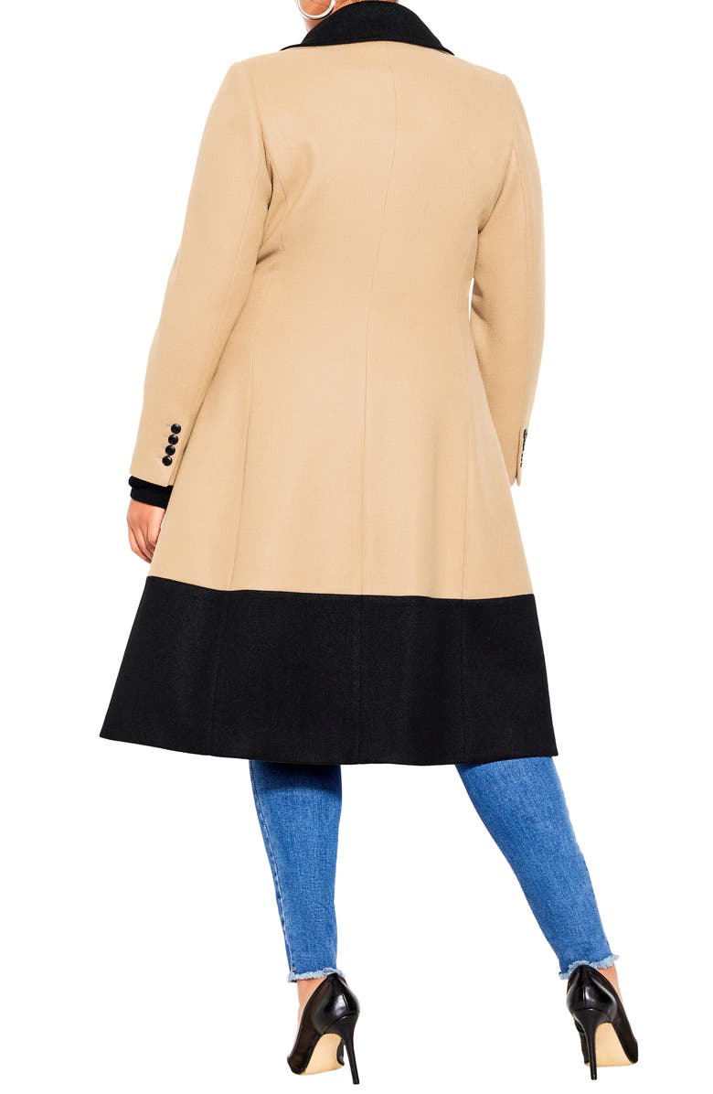 City Chic Arabella Longline Colorblock Coat, Alternate, color,