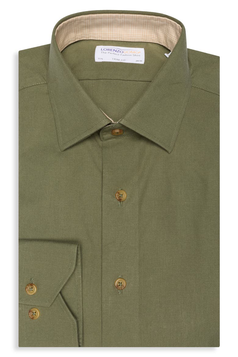 Trim Fit Solid Dress Shirt, Alternate, color, OLIVE