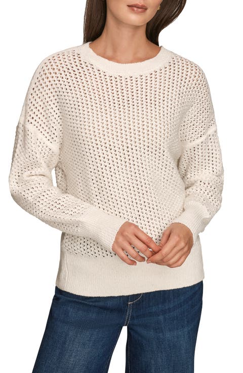 Open Stitch Cotton Blend Sweater