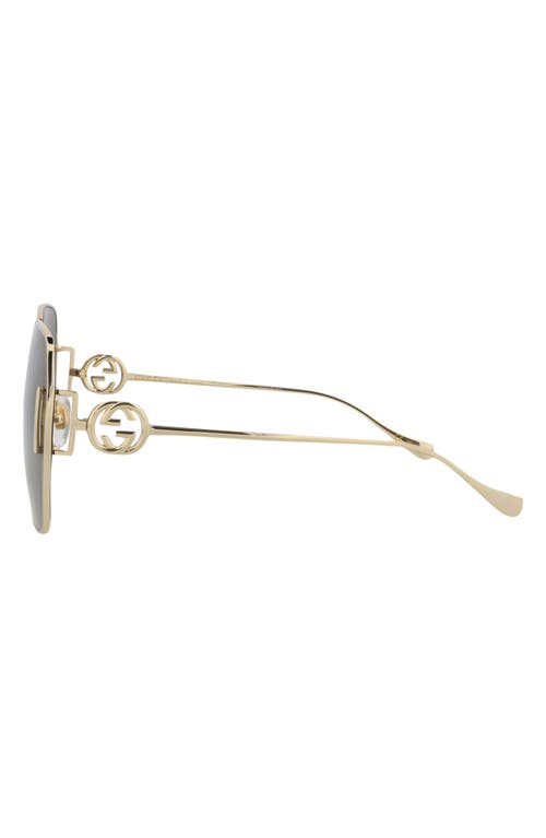 Gucci 64mm Novelty Square Sunglasses In Gold Gold Brown