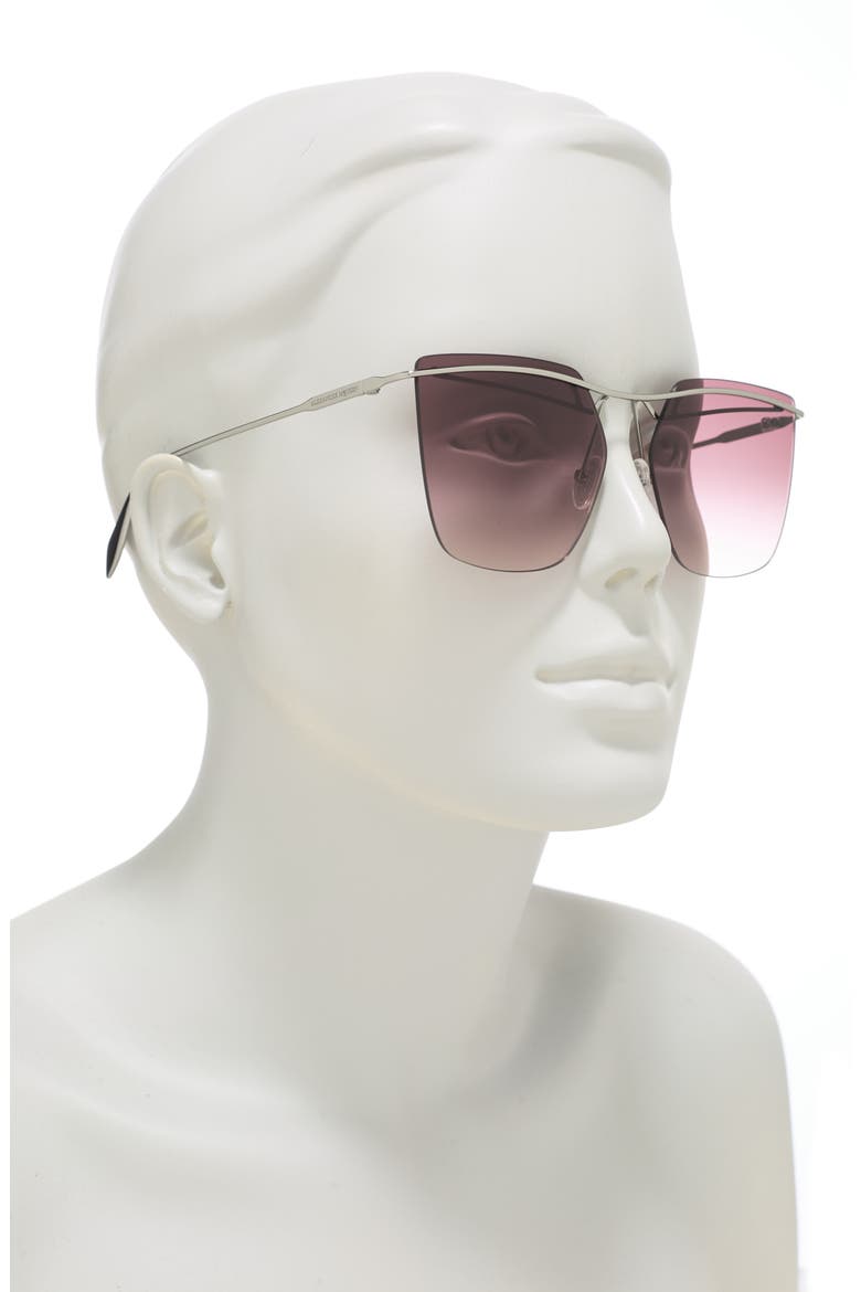 Alexander McQueen 59mm Square Sunglasses, Alternate, color, RUTHENIUM RUTHENIUM RED/GDK
