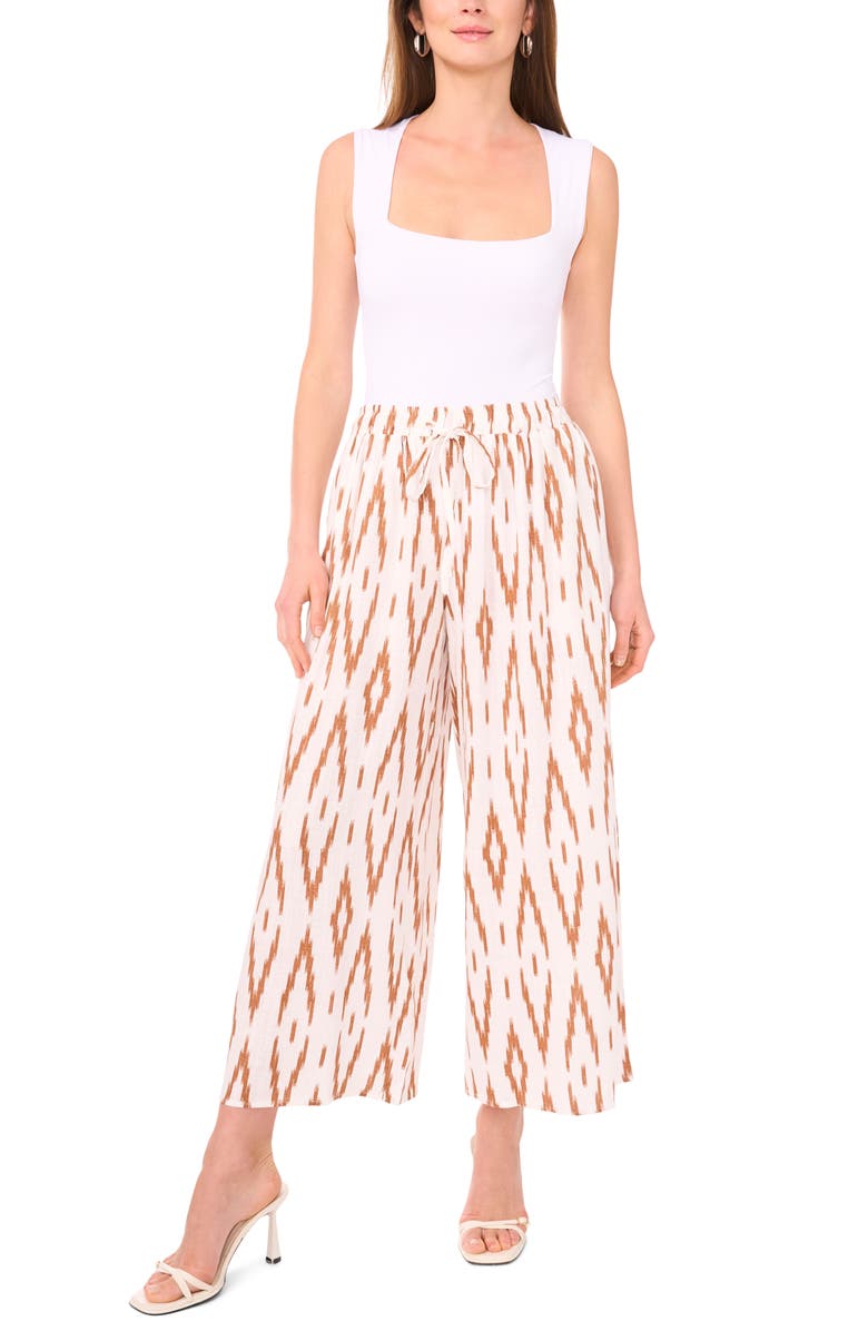 Vince Camuto Ikat Print Wide Leg Drawstring Pants, Alternate, color,