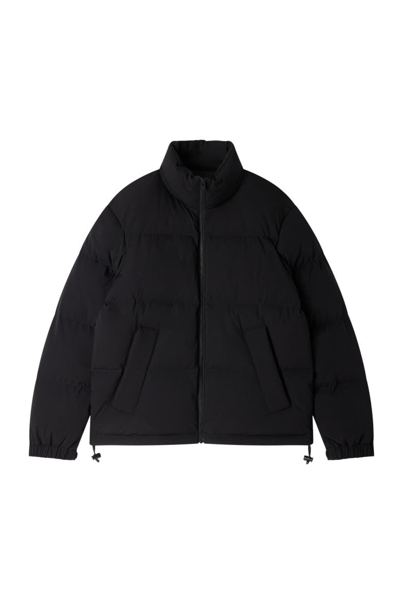 Zip-up tech fabric puffer jacket, Alternate, color, Carbon black