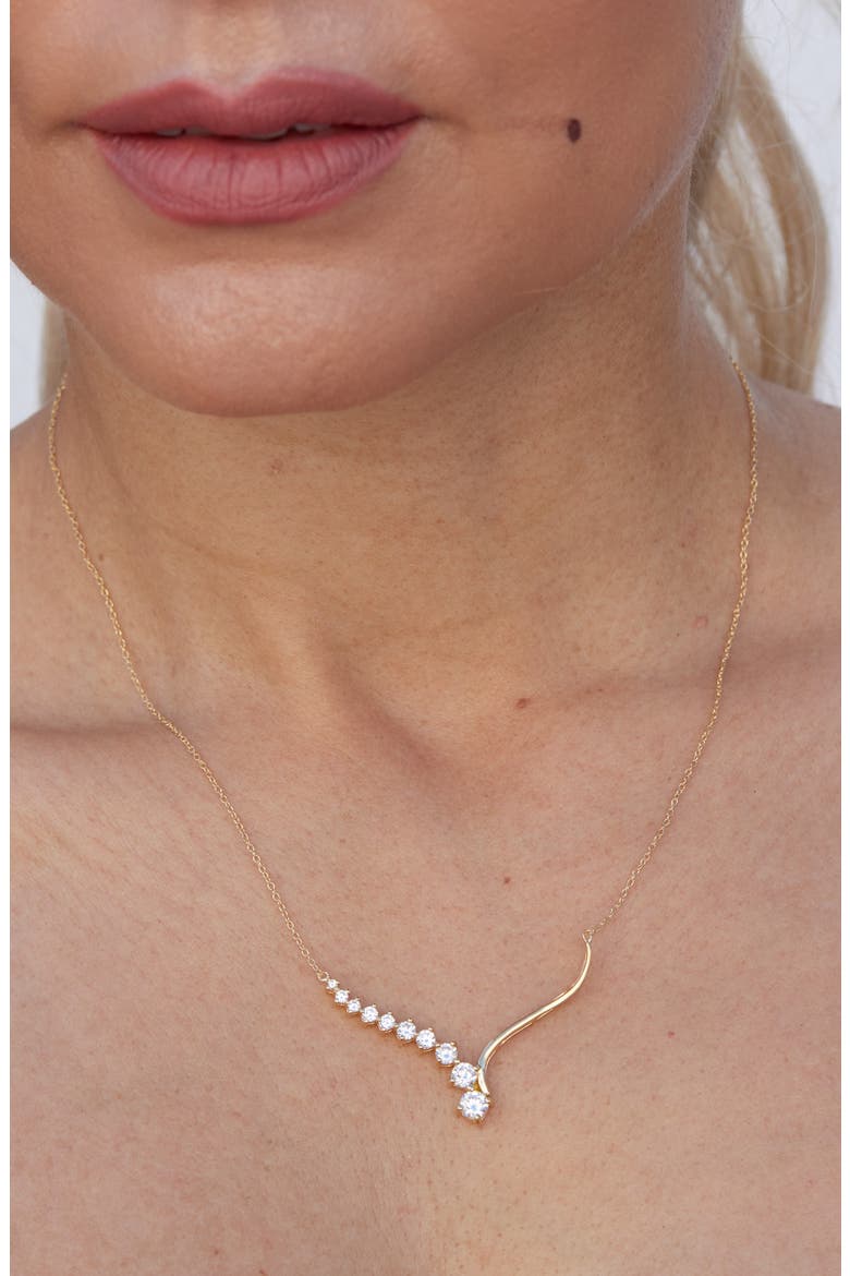 Graduated Cubic Zirconia Bar Pendant Necklace, Alternate, color, YELLOW