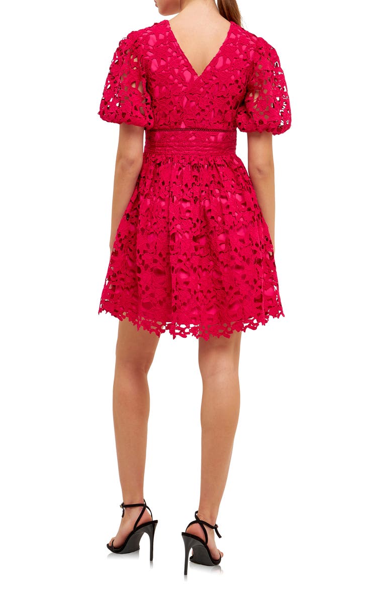Puff Sleeve Lace Minidress, Alternate, color, VIOLET
