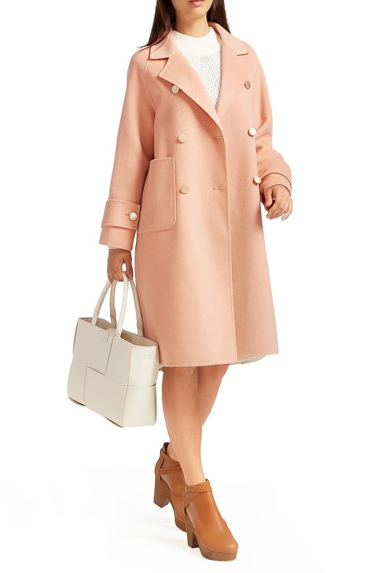 Rumour Has It Oversize Double Breasted Wool Blend Coat, Alternate, color, PEACH FIZZ