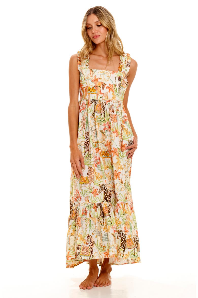 Mika Wide Caravan Cotton Nightgown, Alternate, color, GREEN