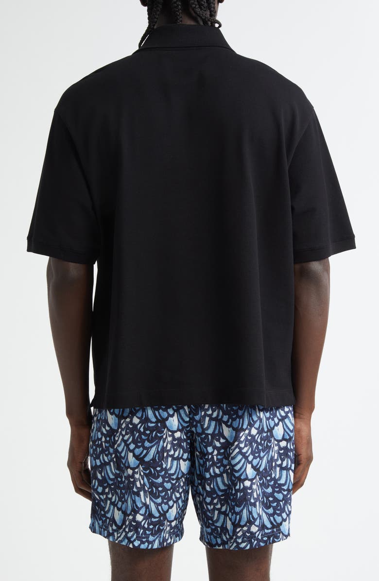 McQueen Embroidered Skull Cotton Piqué Polo, Alternate, color, Black