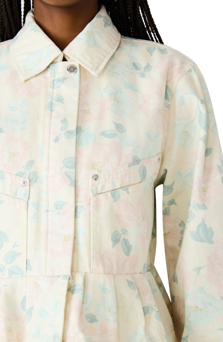 Steve Madden Sloan Peplum Denim Jacket, Alternate, color, Peach Beige