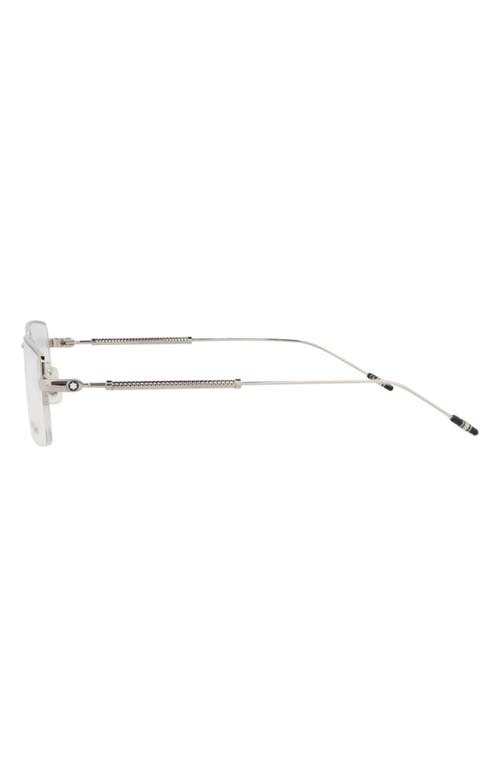 Montblanc 56mm Half Rim Rectangular Optical Glasses In Metallic