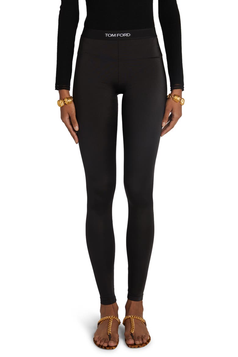 Signature Logo Leggings, Main, color, NAA BLACK