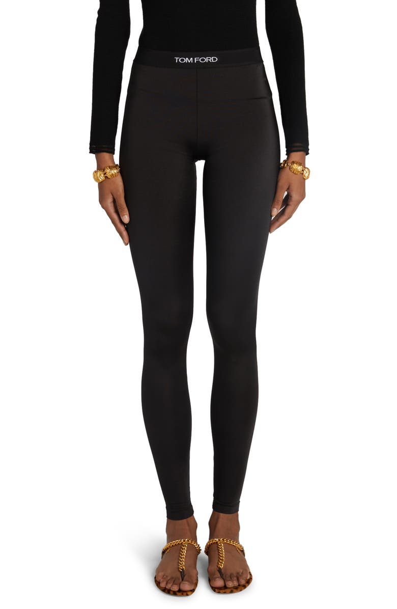 TOM FORD Signature Logo Leggings, Main, color, Naa Black