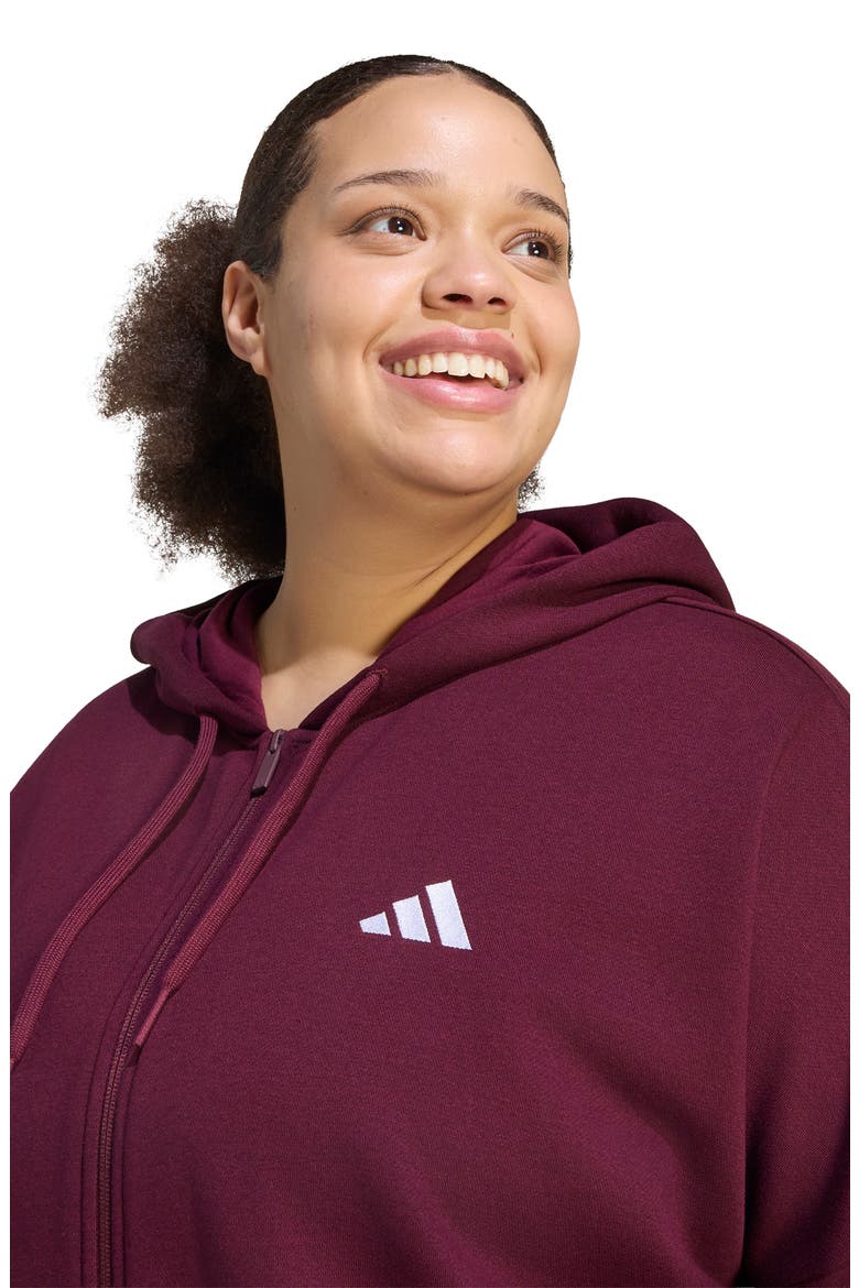 Essentials 3-Stripes Full Zip Fleece Hoodie, Alternate, color, MAROON