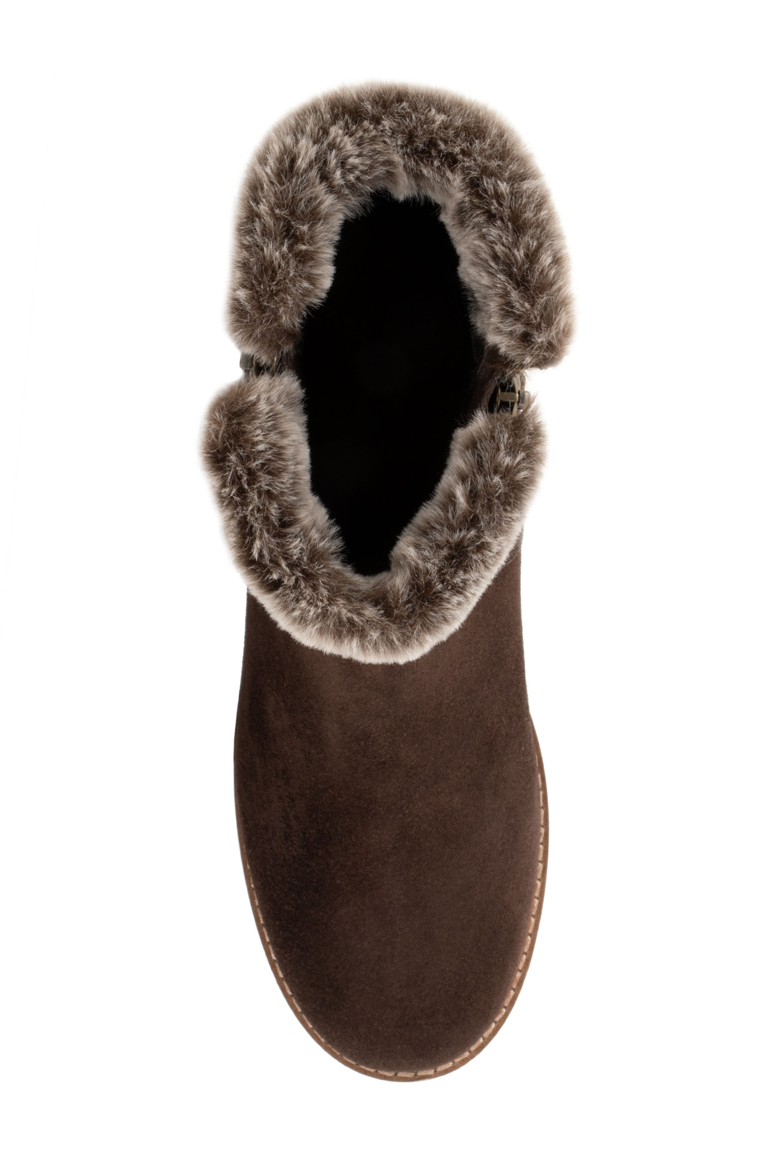 Trotters Forever Faux Fur Trim Boot, Alternate, color, Dark Brown Suede