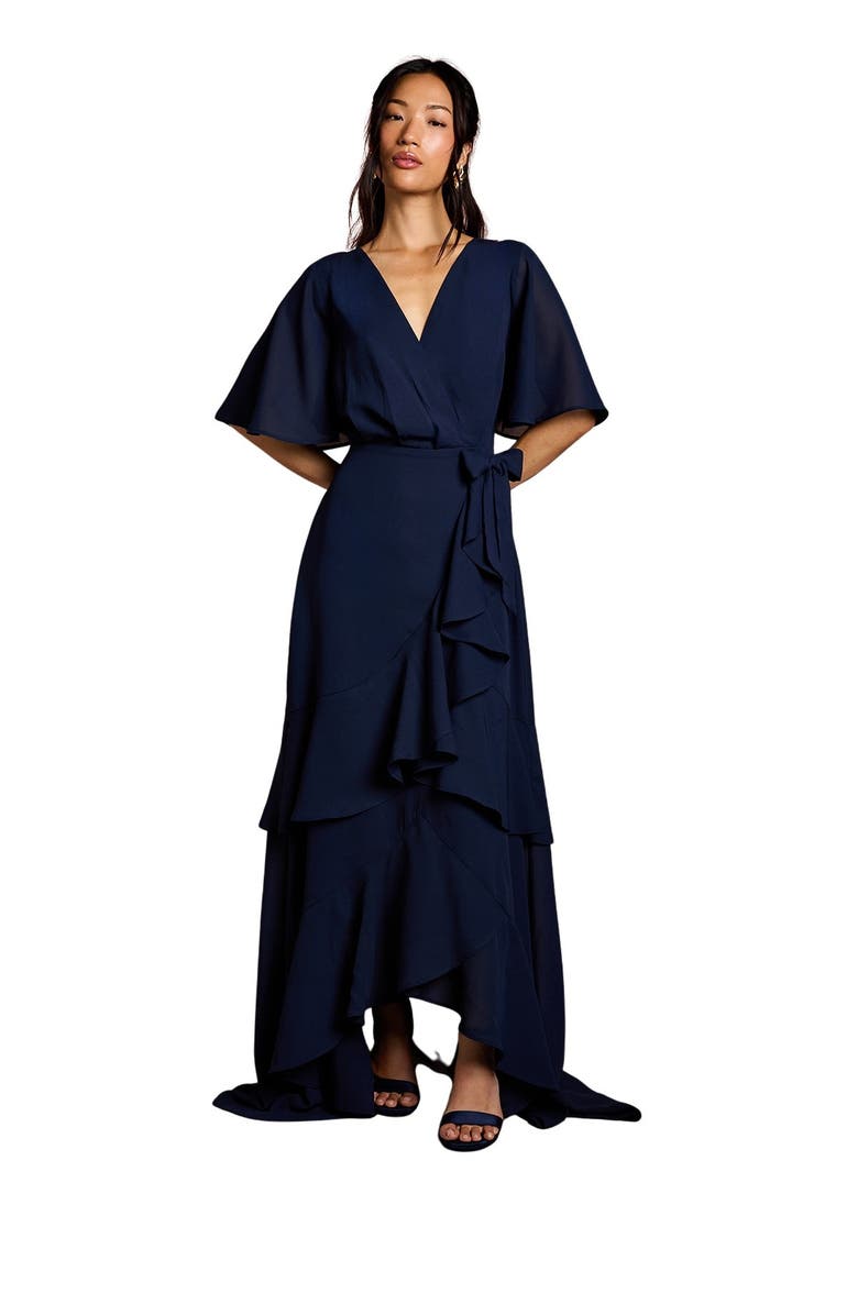 Coast Angel Sleeve Bridesmaid Maxi Dress, Main, color, Navy