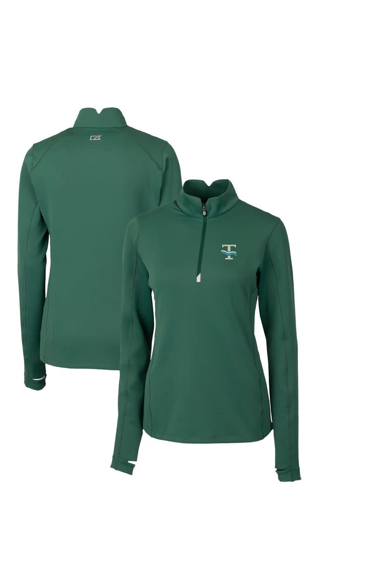Cutter & Buck Women's Cutter & Buck Green Tulane Green Wave Traverse Stretch Quarter-Zip Pullover Top, Alternate, color, Green