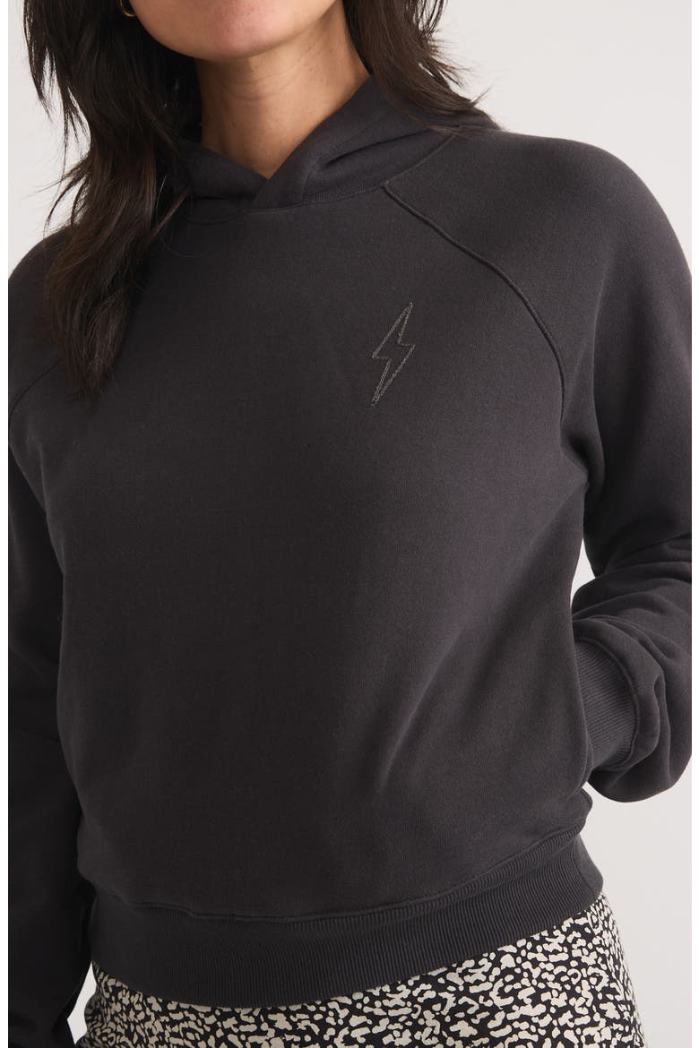 Anytime Cotton Blend Crop Hoodie, Alternate, color, BLACK