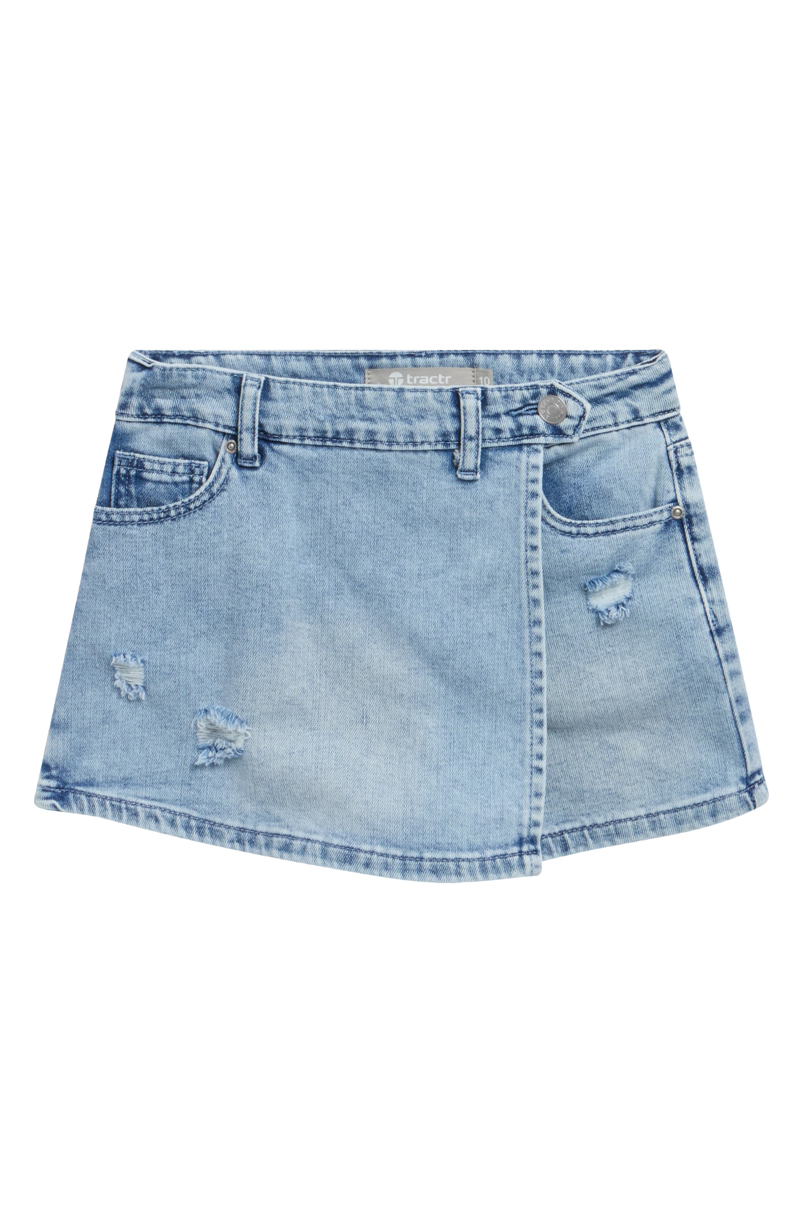 Kids' Distressed Overflap Denim Skort