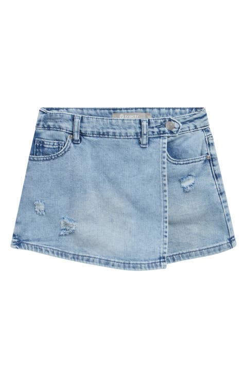 Kids' Distressed Overflap Denim Skort
