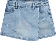 Tractr Kids' Distressed Overflap Denim Skort