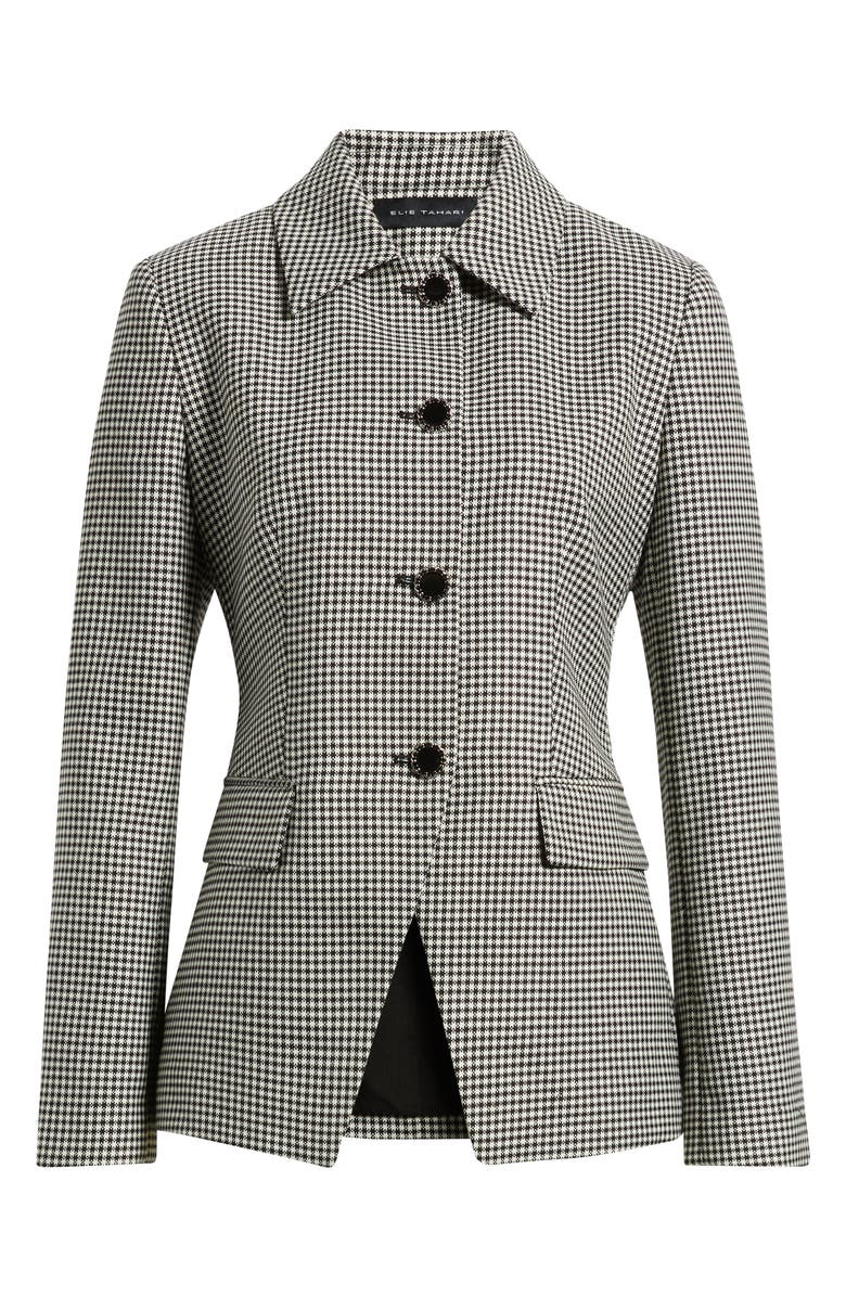 Elie Tahari The Greta Check Wool Blend Jacket, Main, color, Black And White Check