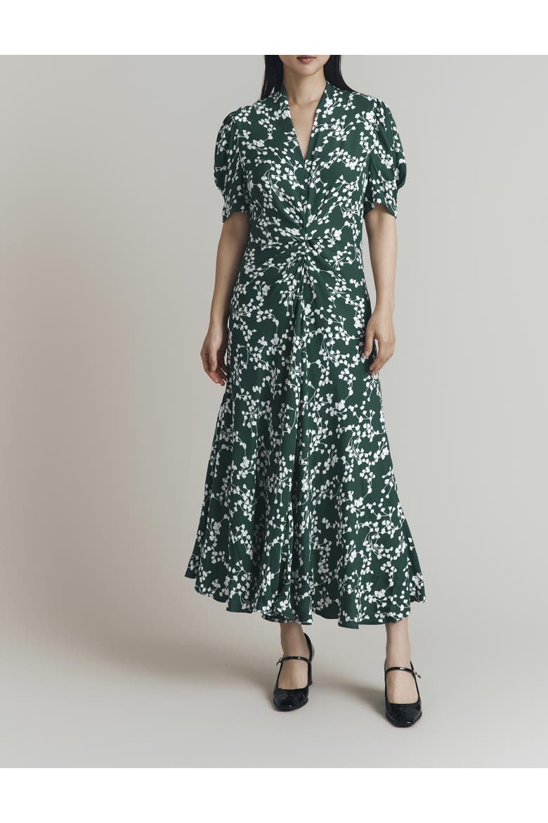 Capri Crepe Floral Midi Dress, Alternate, color, Green Trailing Florals