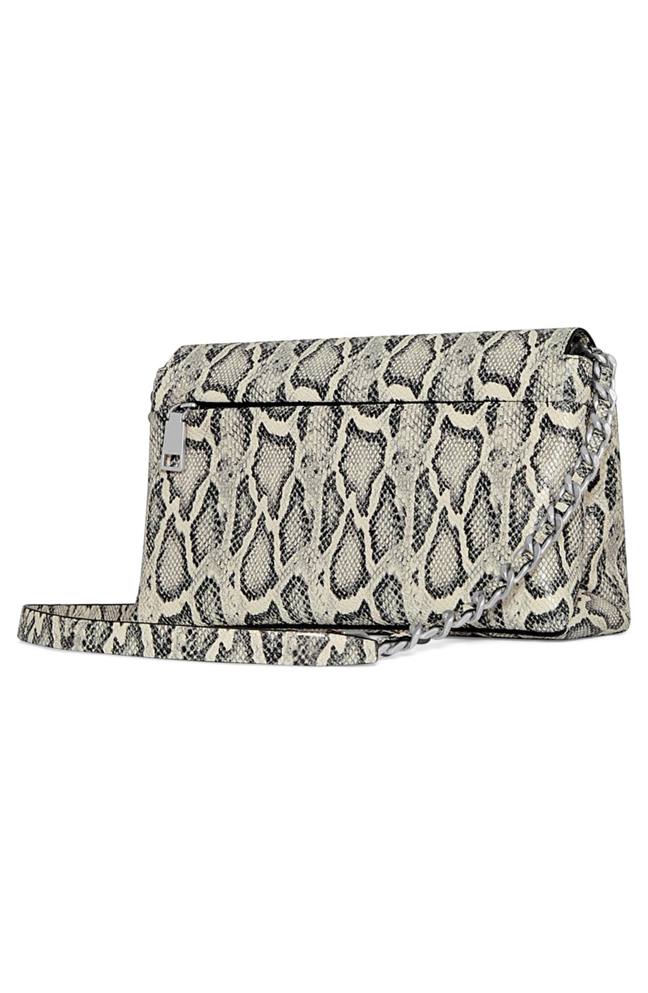Rebecca Minkoff Snakeskin Print Crossbody Bag, Alternate, color, Black/ Off White