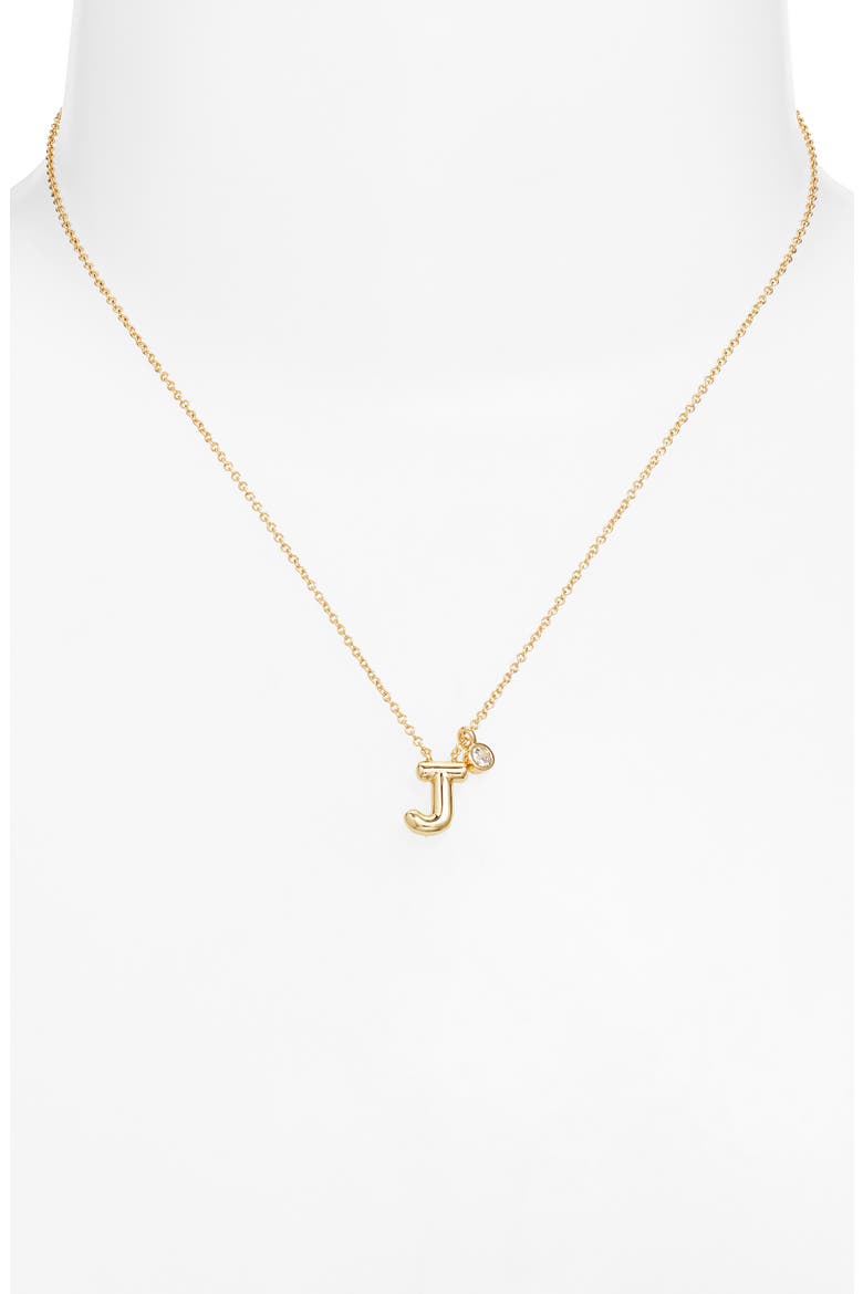 Goldtone Initial Pendant Necklace, Alternate, color, J- CLEAR- GOLD