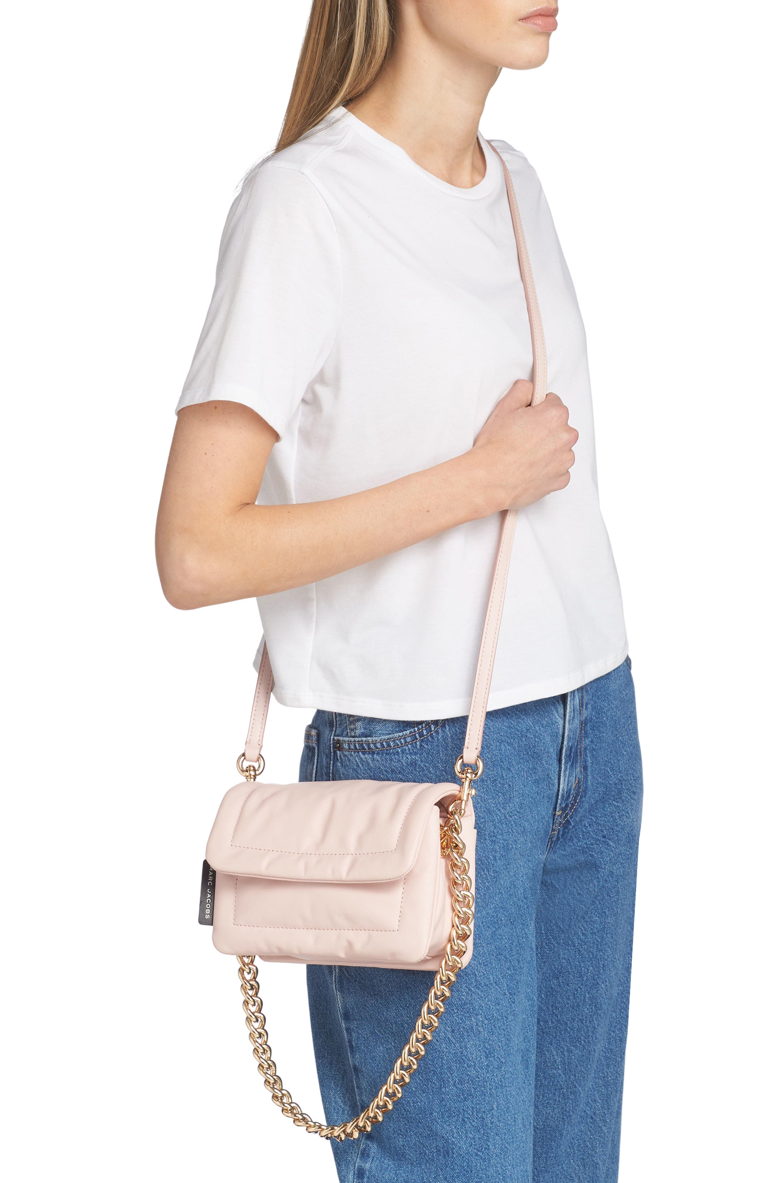 Small Pillow Leather Crossbody Bag, Alternate, color, PEACH WHIP