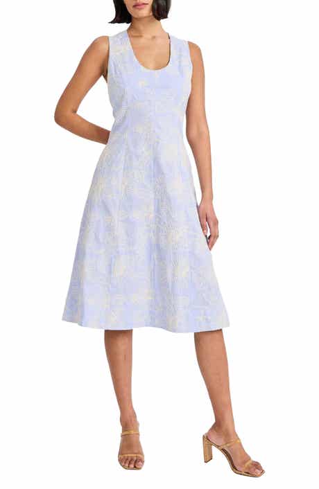 Sleeveless Cotton Blend Midi Dress
