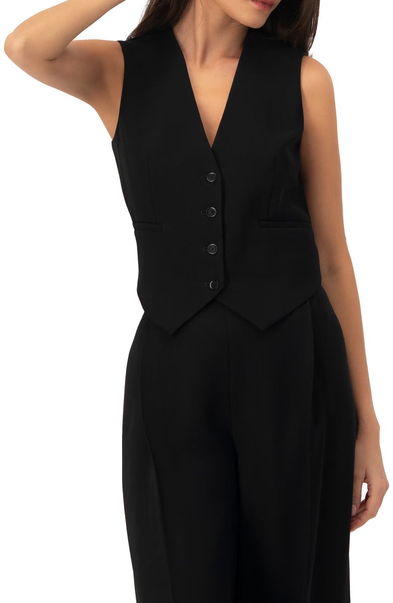 IVONNE Tailored Sleeveless Vest with Button Closure, Alternate, color, Black