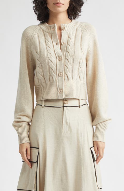 Rita Cable Knit Wool & Cashmere Cardigan