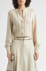 Toccin Rita Cable Knit Wool & Cashmere Cardigan