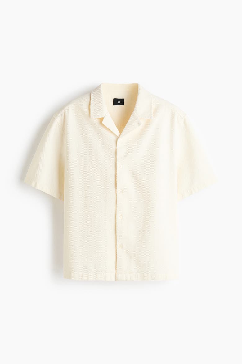 Relaxed-fit Waffled Resort Shirt, Alternate, color, Cream