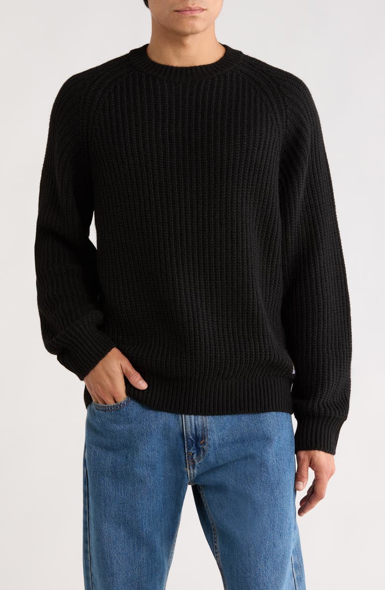 Carhartt Work In Progress Firth Oversize Ribbed Crewneck Sweater, Main, color, Black