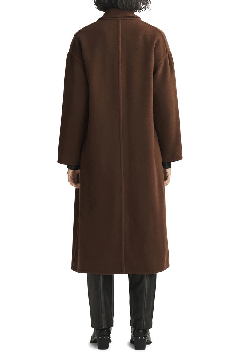 Thea Double Breasted Wool Coat, Alternate, color, DARK BROWN