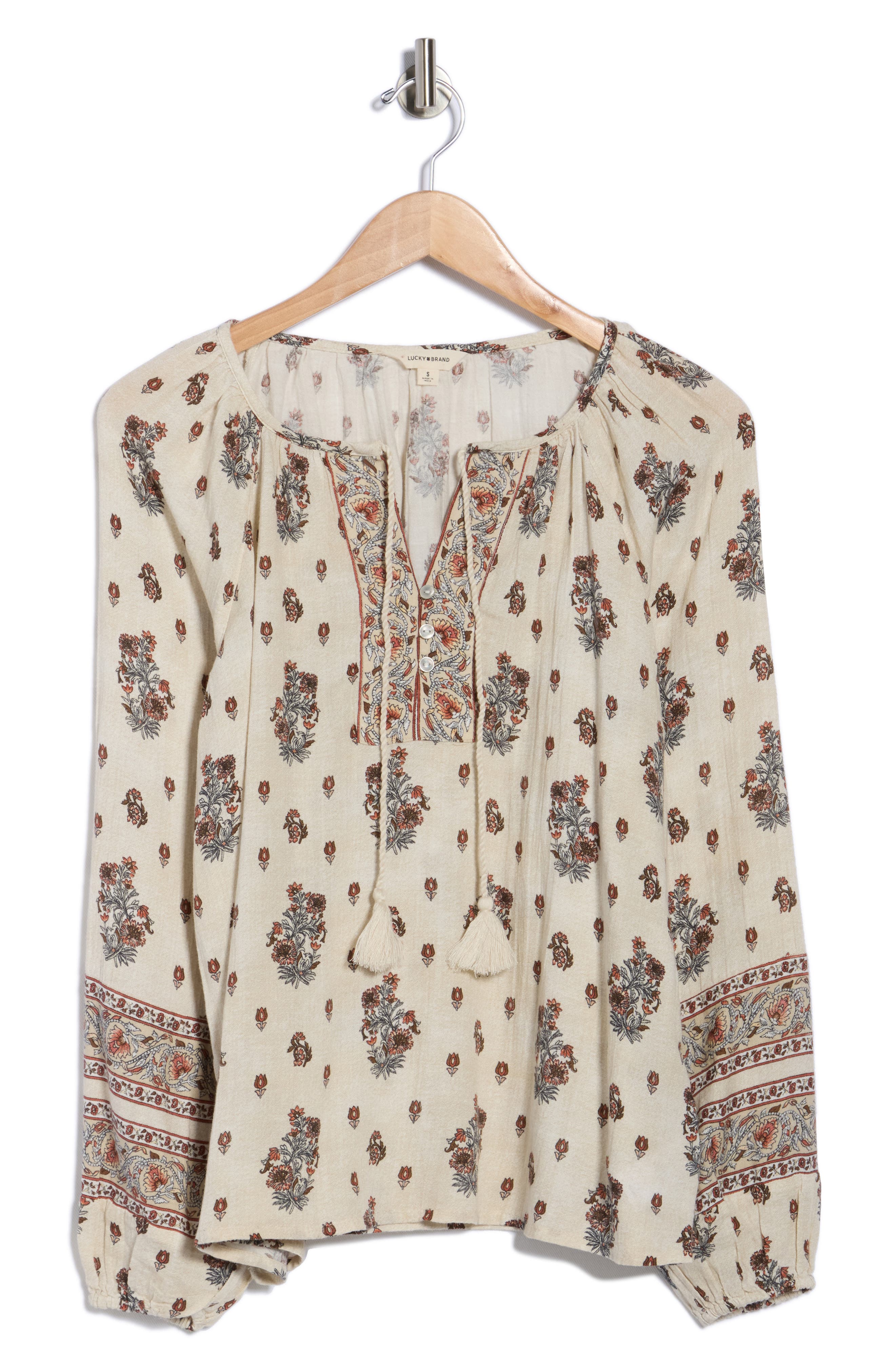 Print Split Neck Top