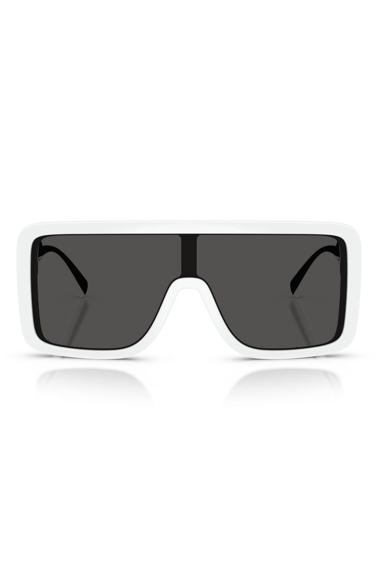 Dolce&Gabbana 134mm Rectangular Shield Sunglasses, Main, color, White / Dark Grey