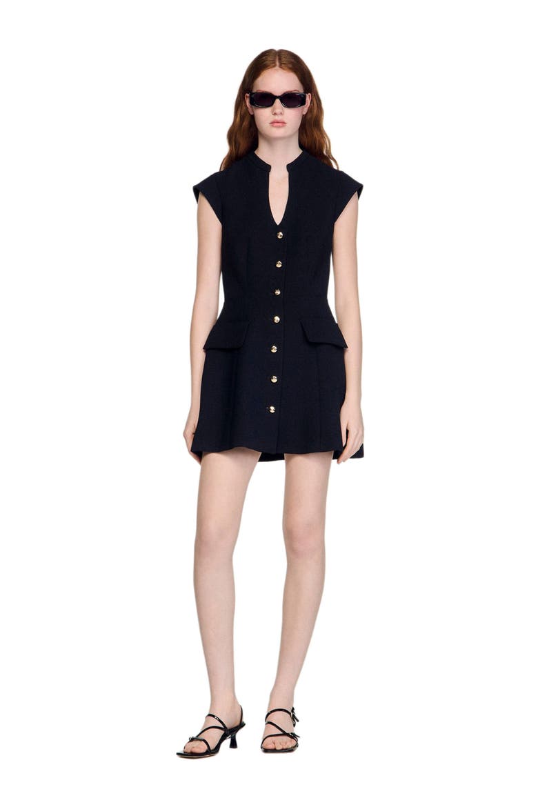 Mini Tailored Dress, Alternate, color, Black