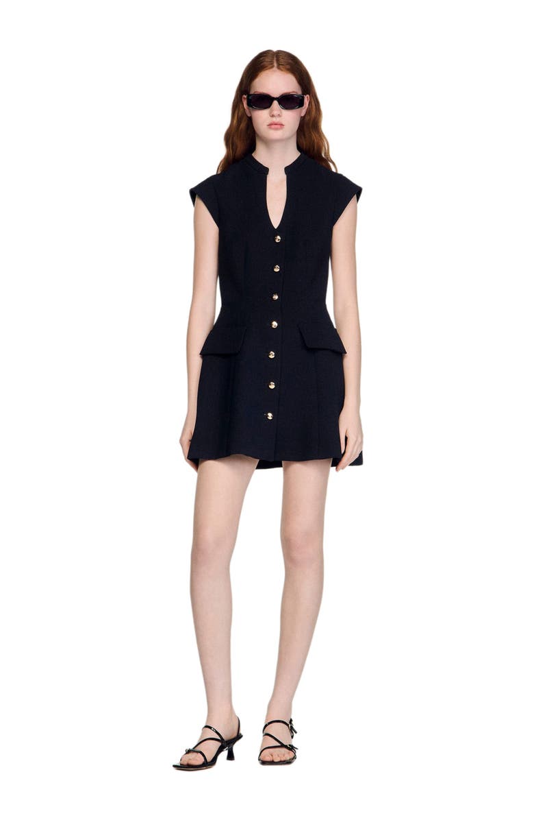 SANDRO Mini Tailored Dress, Alternate, color, Black