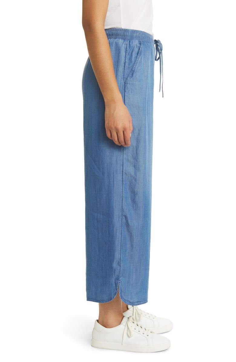 Caslon<sup>®</sup> Dolphin Hem Wide Leg Chambray Pants, Alternate, color, 