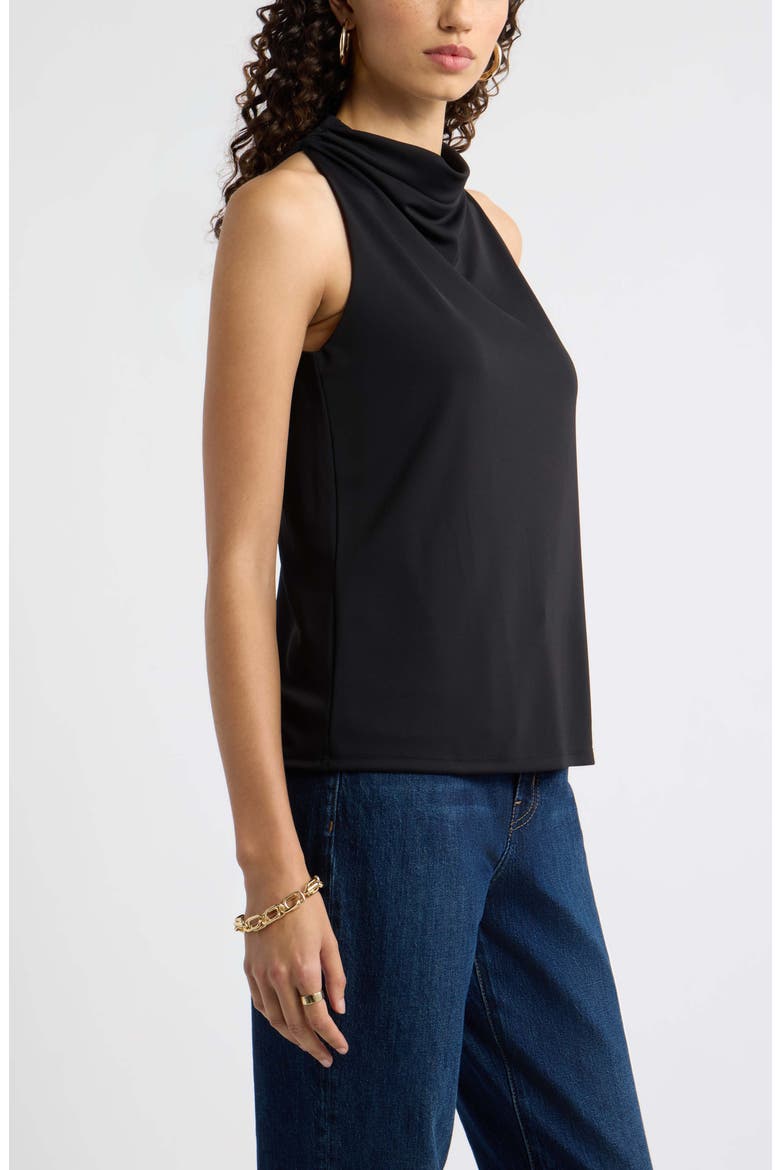 Draped Cowl Neck Halter Top, Alternate, color, BLACK