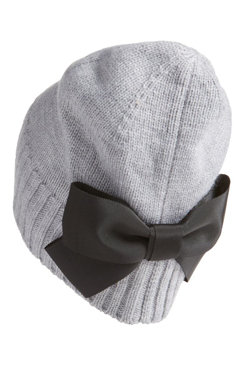 bow beanie, Alternate, color, GREY MELANGE/ BLACK