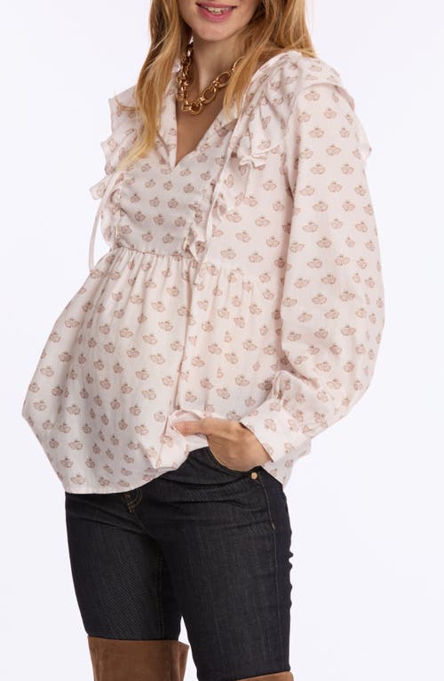 Cache Coeur Nelly Maternity And Nursing Blouse In Neutral